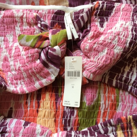 NWT By Anthropologie Purple Motif Strapless Reversible Smocked Mini Dress - Picture 8 of 9